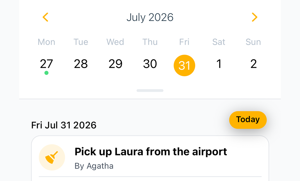 Calendar screen