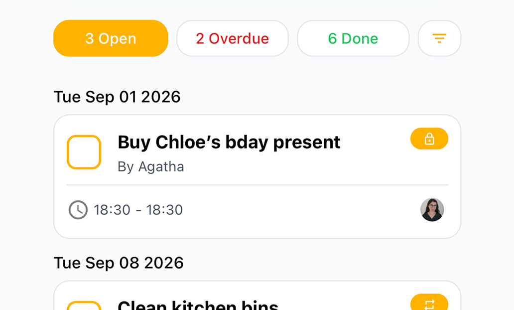 Chores screen